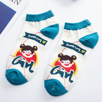 Chaussettes courtes pour femmes, collants courts, chaussettes courtes légères d'été, bas courts mignons de style dessin animé d'été