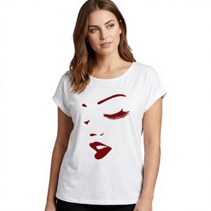 Camiseta de Cuello Redondo para Mujer, 100% Algodón Denim, Antiarrugas, Impresión Digital Personalizada, a la Moda, Fabricante al por Mayor en Tirupur, India - Product Image 1