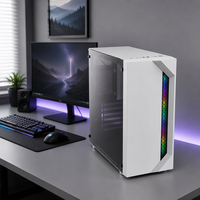 Casing Komputer ATX Mid Tower Putih 0.4mm SPCC Strip RGB Panel Samping Kaca 3mm TDW205W
