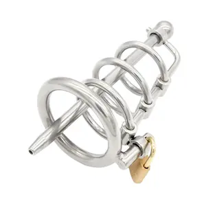 Metal Male Chastity Device Penis Lock Cock Cage with Urethral Sound Bdsm Adult Toys Chastity