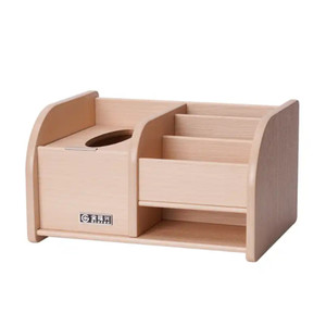 Caja de Almacenamiento de Papel Tisú de Gran Capacidad, Ecológica, Minimalista, Brillante, de Madera, para Escritorio, Oficina, Hogar - Product Image 1