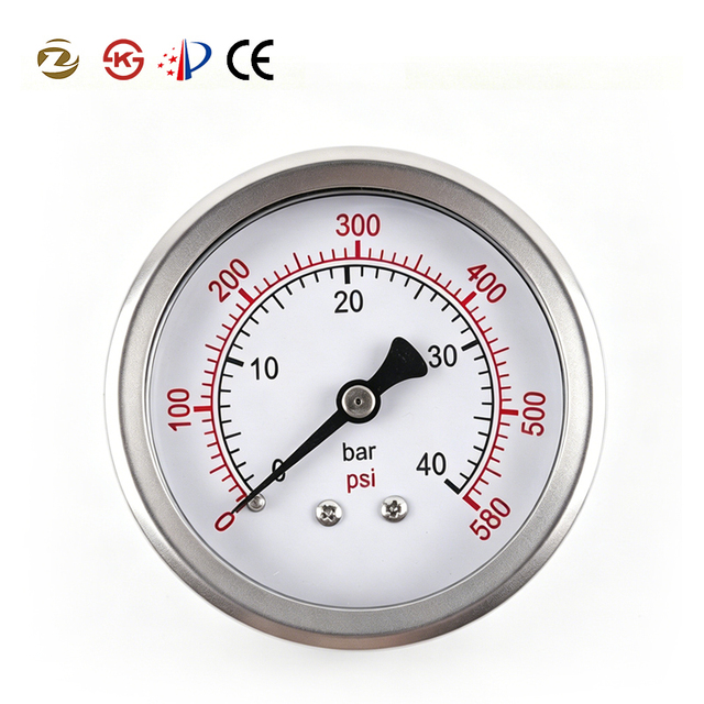 ZX-1-12 Stainless Steel 316L Bourdon Tube 4 Inch Dial Pressure Gauge 1.0% Accuracy for Liquid Boiler Hydraulic Pressure