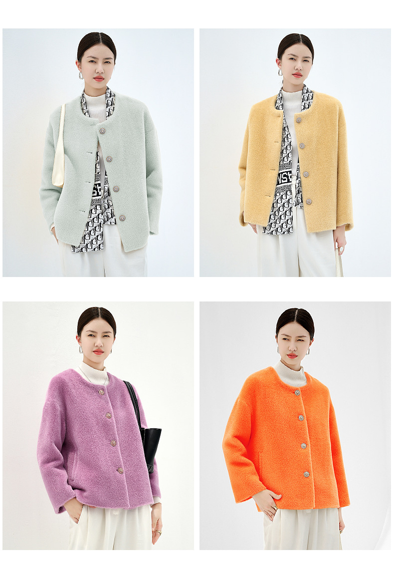 [100% Su Li Alpaca] Cashmere Coat Women's High-Grade Clothing Wholesale Small Short New