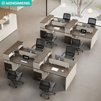 Estación de Trabajo de Oficina Moderna y Minimalista, Muebles de Oficina, Escritorio de Oficina con Estantes de Almacenamiento y Divisores