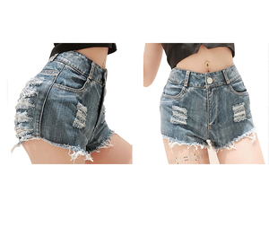 New Arrival Womans Booty High Waist Stretchy Sexy Demin Shorts Destroyed Rip Short <strong>Jeans</strong> for Women - Product Image 3