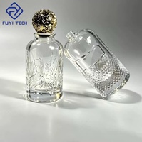 Flacon de parfum en verre transparent gaufré de 100 ml avec bouchon en métal décoratif, atomiseur de luxe vide, logo personnalisé