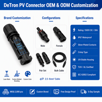 Connecteur de panneau solaire étanche en ABS 1500V 30A IP67 Type à sertir Mâle/Femelle 2.5-6mm² Certifié pour système d'énergie solaire