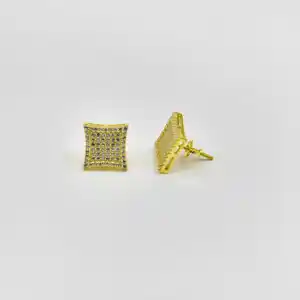 Fashion Simple Earrings s925 Silver Gold Plated Crystal Zirconia Square Earrings Luxury Jewelry hiphop