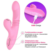 Teleskopischer Wärmesaugender Rabbit-Vibrator für Frauen Klitoris- und G-Punkt-Stimulation 7-Gang-Vibration IPX7 Wasserdicht Umweltfreundlich