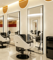 Miroir de salon rectangulaire avec bandes lumineuses, pleine longueur, pour salon de beauté, dressing, hôtel, vente en gros