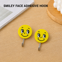 Crochets muraux autocollants en plastique avec visage souriant, sans perçage, robustes, décoratifs, pour enfants, pour salle de bain