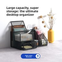 Organisateur de bureau en maille métallique, support de rangement multifonctionnel à compartiments, porte-stylo de grande capacité, organisateur de documents