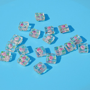 Cuentas de Vidrio Cuadradas Transparentes con Forma de Flor, Tamaño 53, para Fabricación de Joyería DIY, Pulseras, Collares, Pendientes, Suministros al por Mayor - Product Image 3