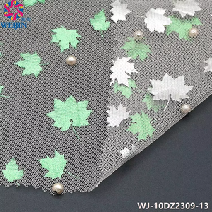 Nuovo 100% personalizzato in poliestere foglia d'acero perline Tulle tessuto a maglia a maglia tessuto di Base di tessuto abbigliamento Casual abito Casual - Product Image 4