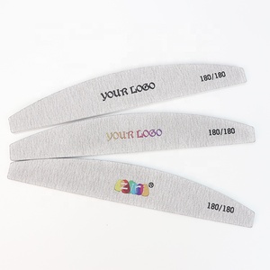ZIRI Factory Supply Disposable Manicure Tools Double Sided Black Half Moon Nail File with Colorful Core Emery Board