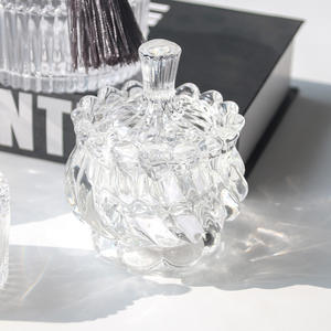 Commercio all'ingrosso cristallo <span class=keywords><strong>trasparente</strong></span> 130ml <span class=keywords><strong>vetro</strong></span> nordico <span class=keywords><strong>ciotola</strong></span> di zucchero con coperchio barattolo di stoccaggio di caramelle a spirale gioielli scatola contenitore - Product Image 3