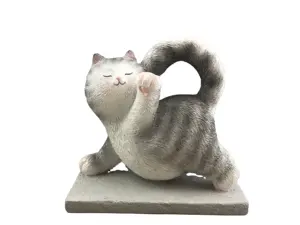 Yoga Pose Cat Poly stone Figur Home Decoration Harz Tier Poly Foam White Box oder als Kunde gefragt 300 Sets 100% hand gefertigt