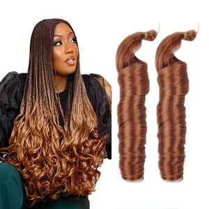 Riccioli francesi trecce sintetiche all'uncinetto estensioni dei capelli stile setoso ondulato Afro sciolto capelli naturali treccia riccia treccia per capelli