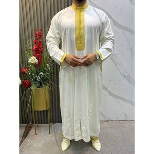 Elegant Moroccan Mens Handmade Gabardine Jellaba And Matching Trousers <b>Gift</b> Set Lightweight Breathable Summer Wear - Product Image 4