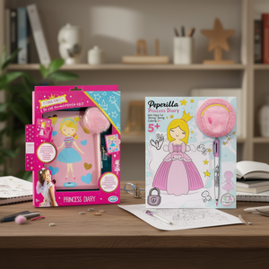 Peperilla Princess <b>Diary</b> <b>With</b> Padlock Pom Pom Pen 50 Pages For Writing Drawing Coloring 5+ - Product Image 3
