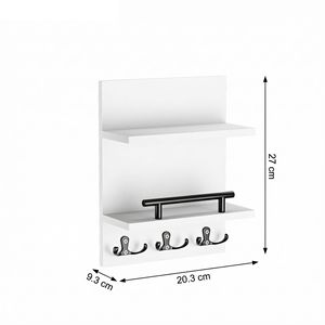 Porta llaves de pared con estantes para almacenamiento en la entrada y organización de correo, diseño rectangular de 2 niveles - Product Image 4
