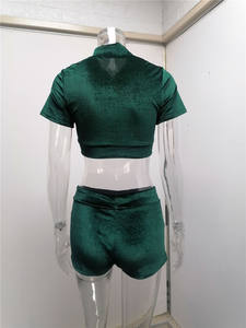 Abito da donna in due pezzi con cerniera corta in velluto di tendenza alla moda - Product Image 6