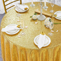 Nappe Ronde Scintillante Dorée à Paillettes Personnalisée pour Mariage, Fête, Banquet et Décoration d'Événements – Grande Vente