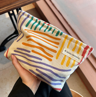 Trousse de Toilette Portable en Velours Côtelé Imprimé Léopard, Sérigraphiée, pour Voyage et Soins de la Peau