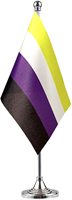 Vente en gros de nouveaux mini drapeaux de bureau LGBT non binaires avec base de support pour les événements et festivals