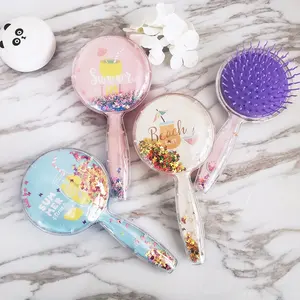 BEAU FLY Hot Selling Round Shape Fruit Glitter Hair Brush Sparkle Hair Comb Sequins Air Cushion Comb