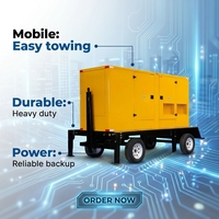 Générateur mobile insonorisé sur remorque de 150 kW pour chantier de construction