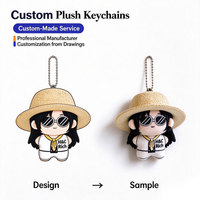 Porte-clés en peluche mini anime personnalisé 7 cm, figurine en peluche, pendentif personnalisé avec tenue, personnage en peluche, marchandises OEM ODM