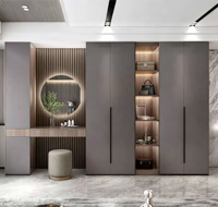 Guarda-Roupa Moderno de Luxo com Iluminação LED e Portas de Vidro Temperado, Sistema de Closet Personalizado para Armazenamento de Roupas
