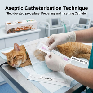 Catéter Desechable para Gatos con Abertura Lateral y Orificio Frontal de 130 mm, Catéteres de Drenaje Urológico Veterinario para Uso en Clínicas y Hospitales Veterinarios - Product Image 1
