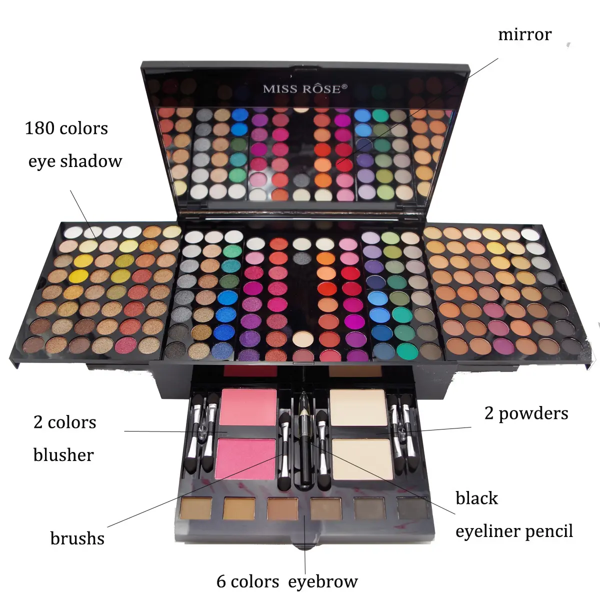Paleta de sombra de ojos en polvo, 180 colores, mate, brillo, maquillaje de ojos profesional, Kit de maquillaje