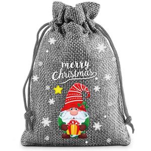 Sac en toile de jute Père Noël 17x23cm avec cordon de serrage, sac en lin, pochette pour arbre de Noël, idéal pour décorer, bonbons, jouets, emballage cadeau - Product Image 4