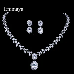 Emmaya高品质美国钻石水晶尼日利亚花锆石吊坠耳环项链女用Bijoux