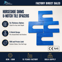 Entretoises en plastique bleu en forme de fer à cheval, entretoises en U pour carrelage, calfeutrage de fenêtres pour le nivellement des sols et des murs en carrelage, marbre et granit