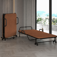 Lit d'appoint pliable Uetco en métal grillagé avec roulettes, dossier réglable, design peu encombrant pour appartements, marron