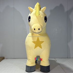 Costume Gonfiabile da Mascotte Unicorno Giallo Chiaro, MOQ 1P 2m, Personaggio Cartoonesco Colorato per Eventi Scolastici - Product Image 4