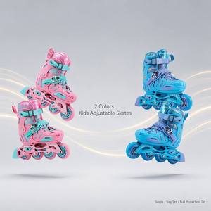Patins à roulettes en ligne pour enfants, roues de 66 mm et 68 mm, ABEC-7, longueur réglable, dessus en microfibre, 2 couleurs, unisexe - Product Image 6