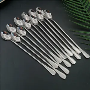 2022 new arrivals stainless steel flatware set long handle stir spoons ice spoon