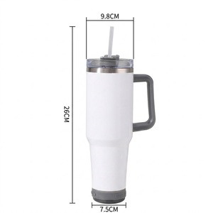 Gobelet isotherme <span class=keywords><strong>Bluetooth</strong></span> 40oz en acier inoxydable 304 à double paroi, grande capacité, vierge pour sublimation, avec poignée, couvercle et paille - Product Image 2