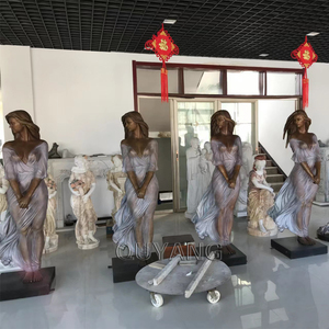 QUYANG – décoration de jardin extérieur, taille réelle, <span class=keywords><strong>Sculpture</strong></span> de femme en Bronze, en métal, en fonte, cuivre, <span class=keywords><strong>Statue</strong></span> de dame - Product Image 4