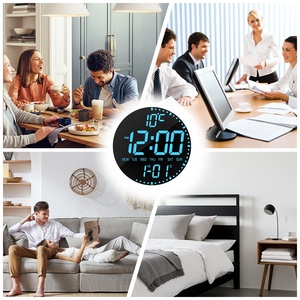 Phòng khách RGB Neon bàn lớn báo động lớn hiển thị đồng hồ điều khiển vô tuyến 9 inch 3D vòng phát sóng thông minh LED chữ số đồng hồ treo tường - Product Image 6