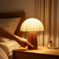 Lampe de nuit en forme de champignon Wabi Sabi minimaliste japonaise, lampe tactile LED en bois, solution d'éclairage décorative moderne