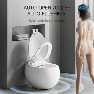 Chauffe-eau intelligent de luxe au design moderne, plaqué or, en céramique de haute qualité, avec télécommande, à poser au sol, à siphon en S - Product Image 1