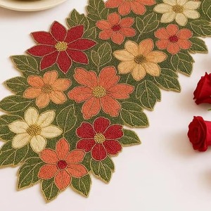 Hot Sale <b>Black</b> Gold Luxury Table <b>Runner</b> with Embroidered Floral Design for Dining Table and Home Decoration Bulk Supplier - Product Image 2