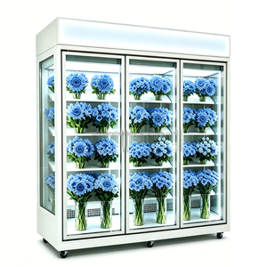 Enfriador de Flores de Tres Puertas de Vidrio con Bajo Nivel de Ruido, Ruedas Bloqueables Fáciles de Mover en Interiores de Floristerías y Talleres - Product Image 1