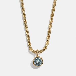 Cadena de cuerda trenzada gruesa de acero inoxidable al por mayor, collar de piedra de mes de nacimiento de diamante ostentoso, piedra de nacimiento de amatista individual pequeña - Product Image 5